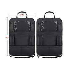 Car Backseat Organizer with Touch Screen Tablet Holder + 9 Storage Pockets Kick Mats Car Seat Back Protectors