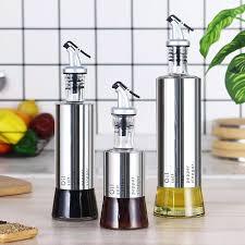 Steel Case Nozzle Glass Oil Bottle 300ml