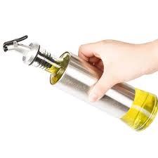 Steel Case Nozzle Glass Oil Bottle 300ml